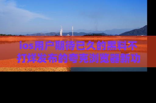 ios用户期待已久的黑料不打烊发布的夸克浏览器新功能上线啦！